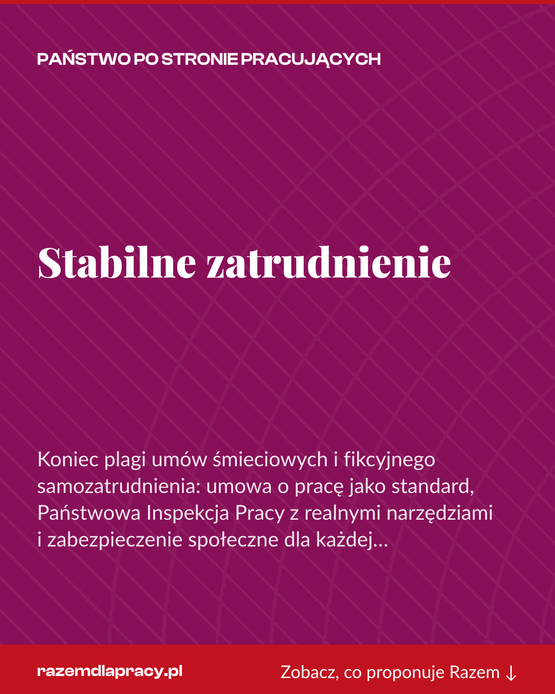 Grafika pionowa do udostępnienia: Stabilne zatrudnienie