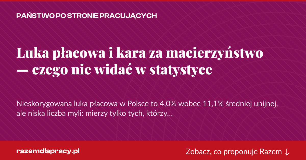 Karta social do udostępnienia: Luka płacowa i kara za macierzyństwo — czego nie widać w statystyce