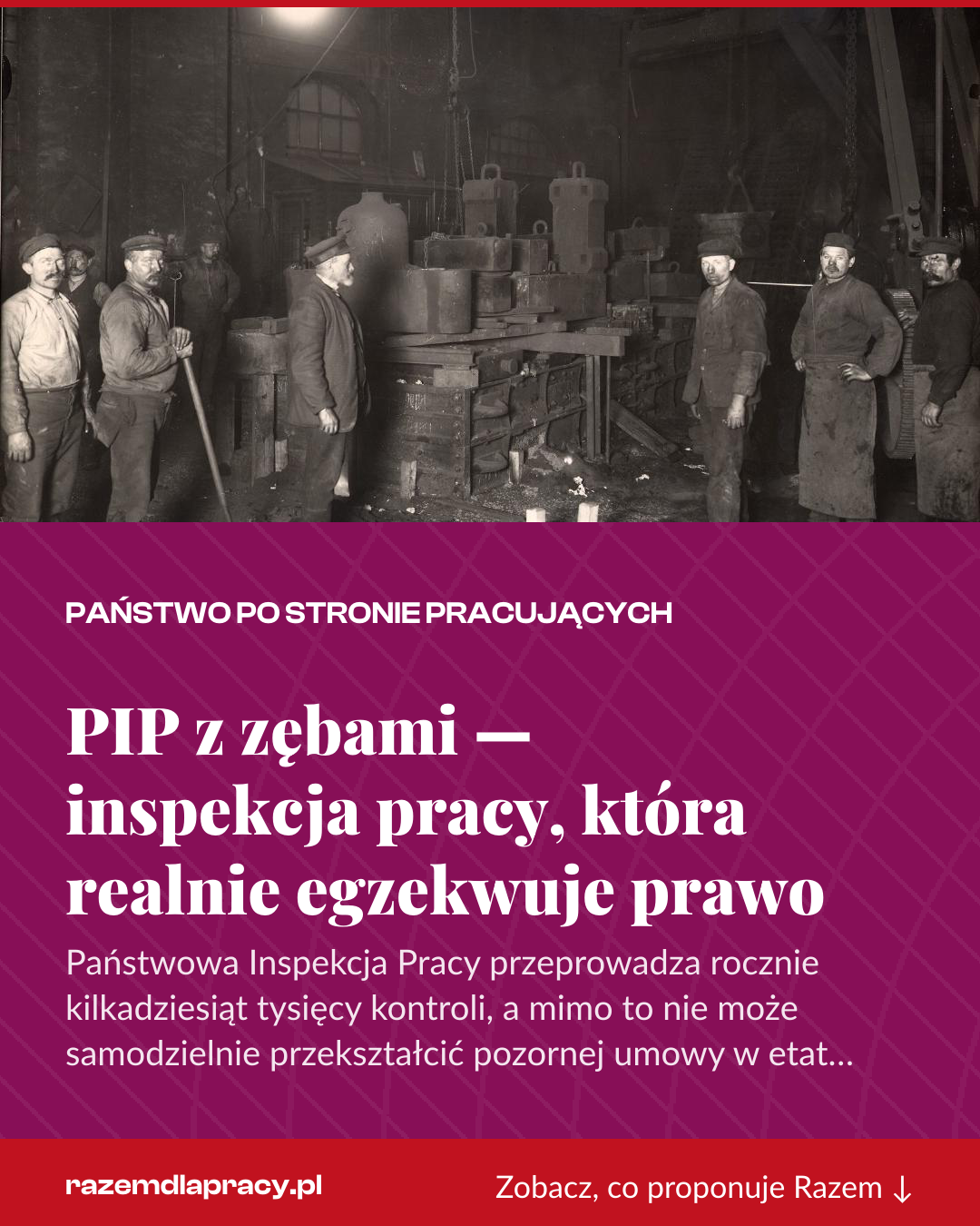 Grafika pionowa do udostępnienia: PIP z zębami — inspekcja pracy, która realnie egzekwuje prawo