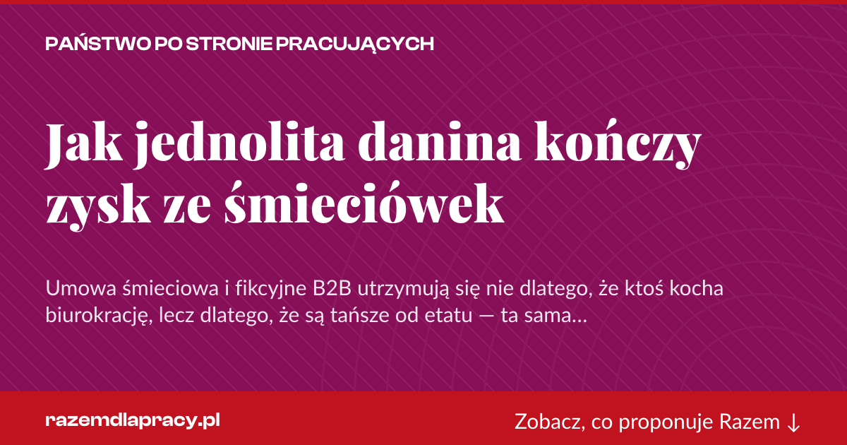 Karta social do udostępnienia: Jak jednolita danina kończy zysk ze śmieciówek