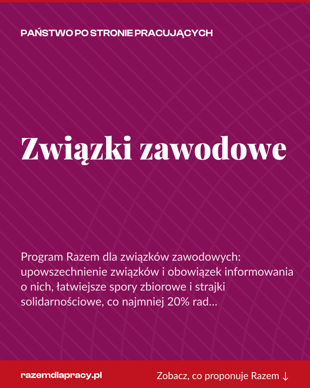 Grafika pionowa do udostępnienia: Związki zawodowe