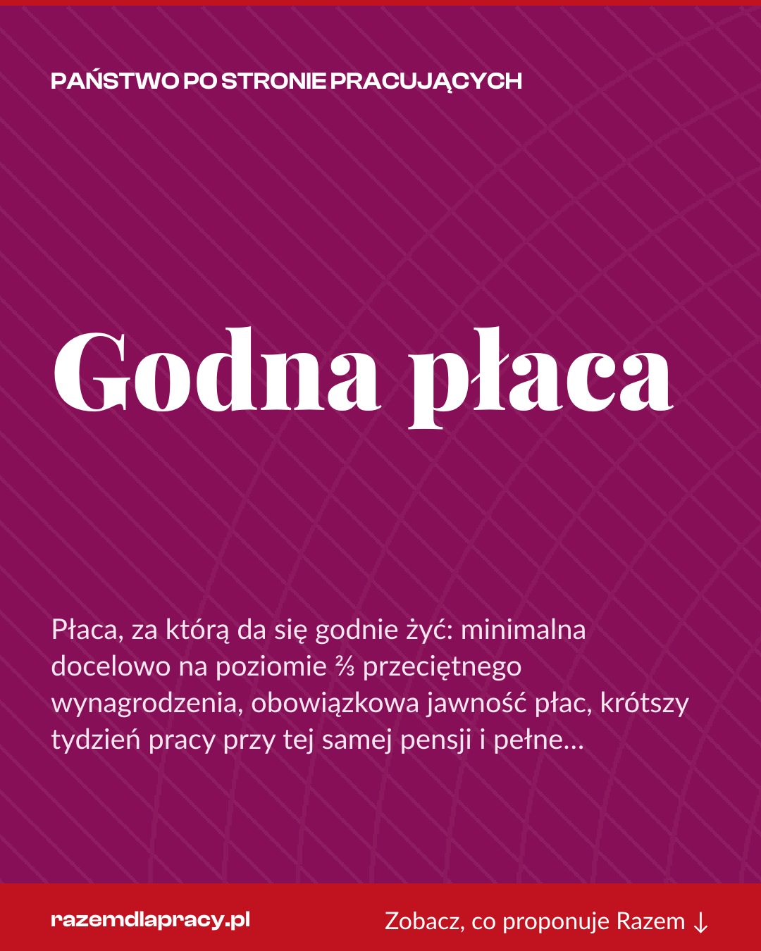 Grafika pionowa do udostępnienia: Godna płaca